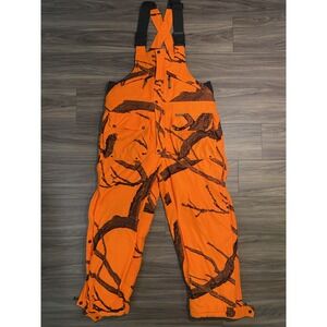 Vintage Remington Hunting Bib Overalls Blaze Orange Camo Insulated Pants Men's L